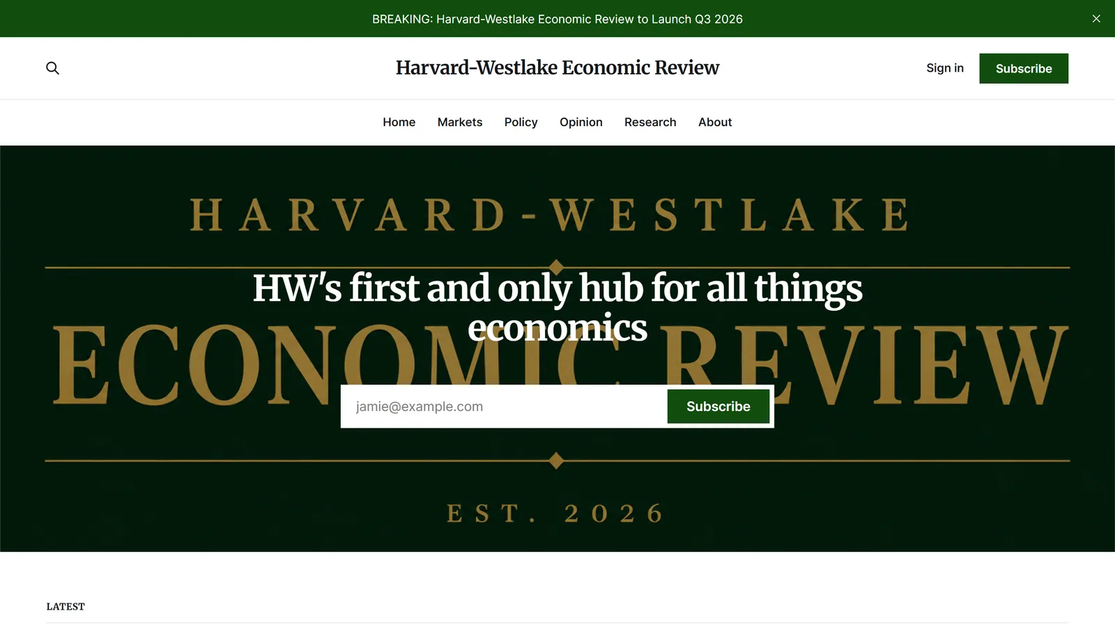 HW Economic Review — demo screenshot